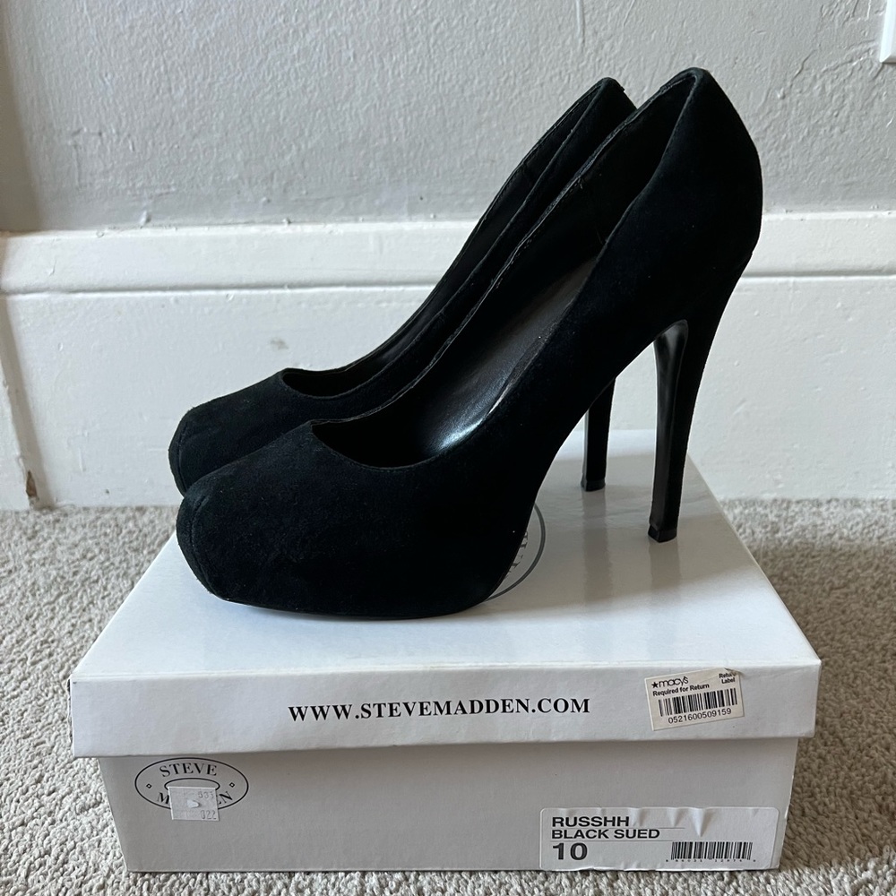 Black suede Steve Madden heels